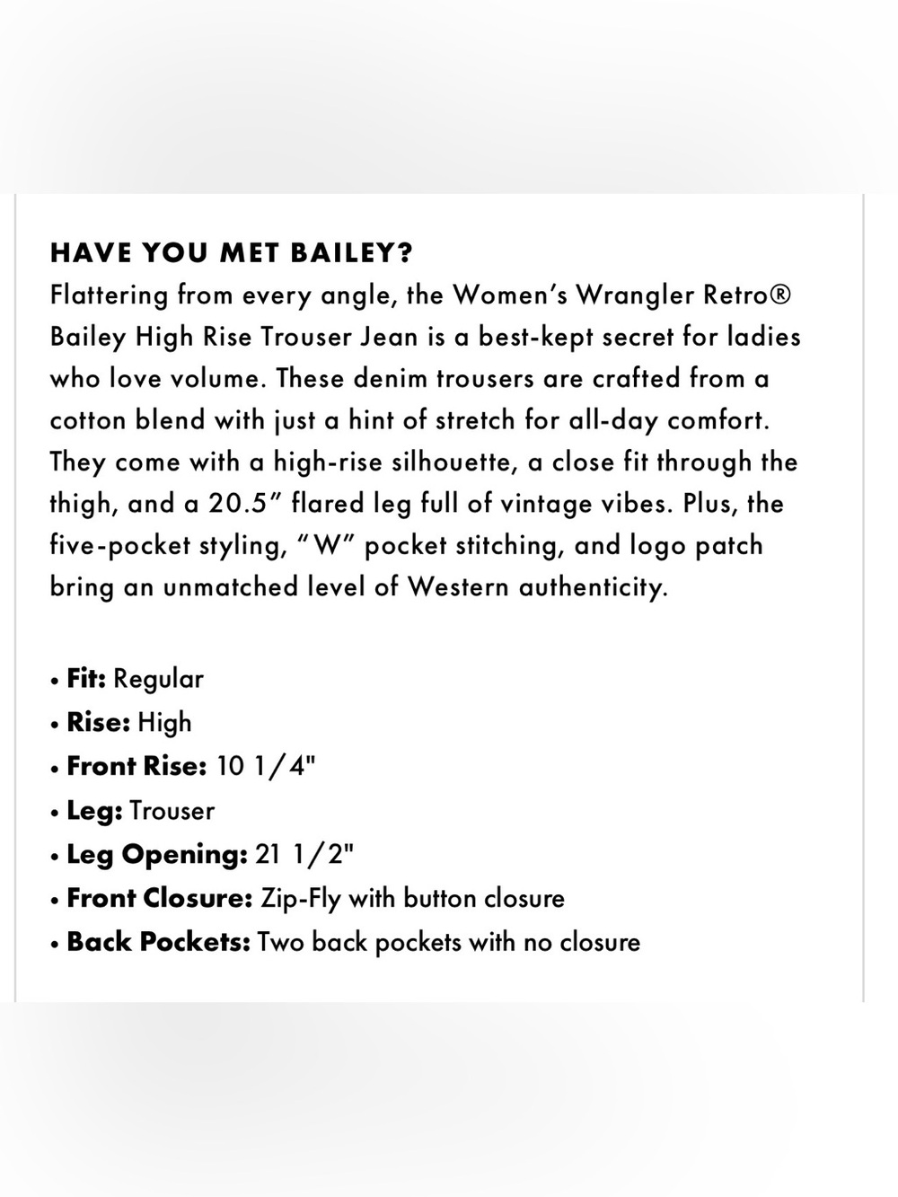 NWT Wrangler Retro Bailey High-Rise Trouser Jeans (29”x32”) - Picture 7 of 7